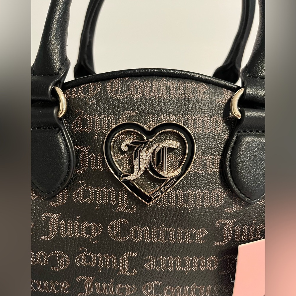 NWT Juicy Couture Gothic Dots Black Flawless Dome Satchel Crossbody Bag OS - Picture 2 of 11